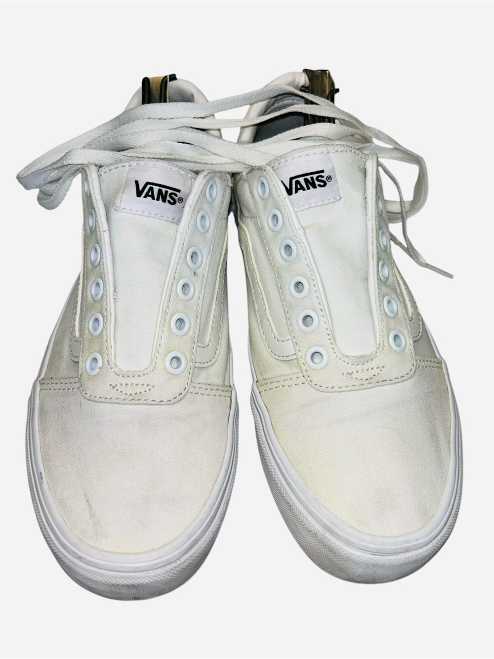Vans White Canvas Low-Top Lace-Up Sneakers